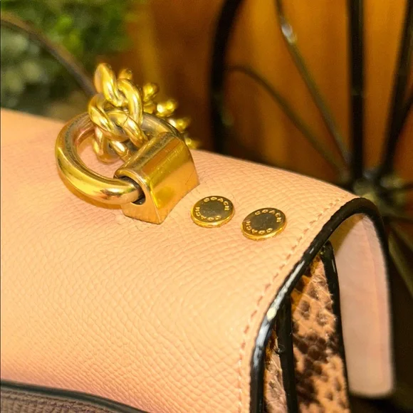 Coach Light Pink and Dark Brown Crossbody Bag - Picture 6 of 16